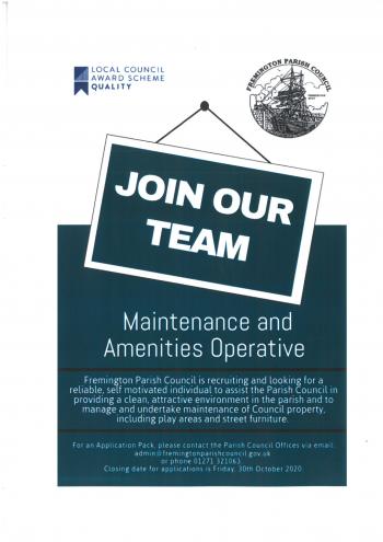 Advert for maintenance and amenities officer