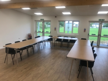 The Main Hall set up with tables and chairs