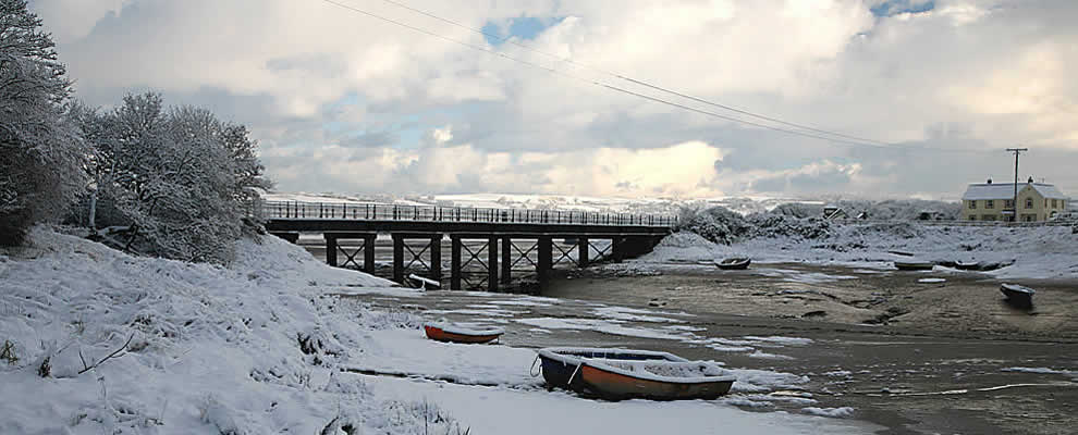 Fremington Viaduct under a blanket of snow